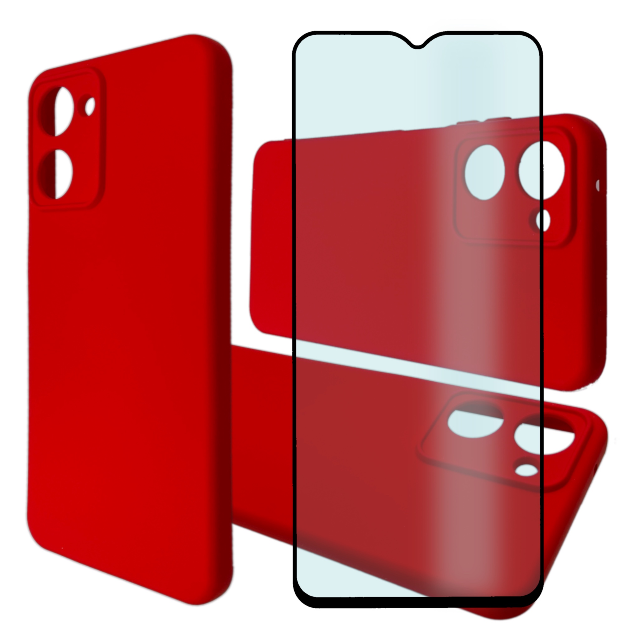 

Чехол силиконовый и стекло Qvatra для Realme 10 красный, для Realme 10 красный