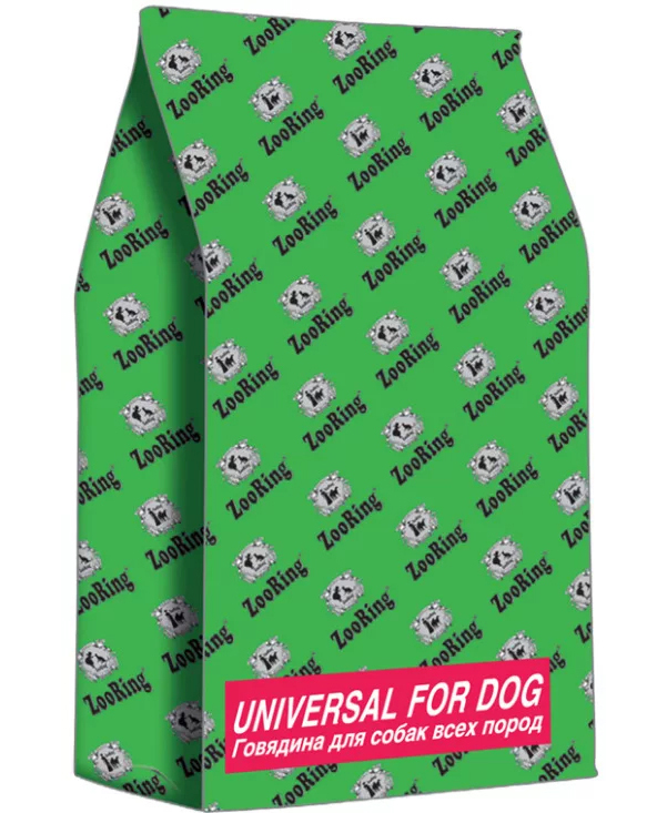 фото Сухой корм для взрослых собак всех пород zooring universal for dog говядина и рис 10кг