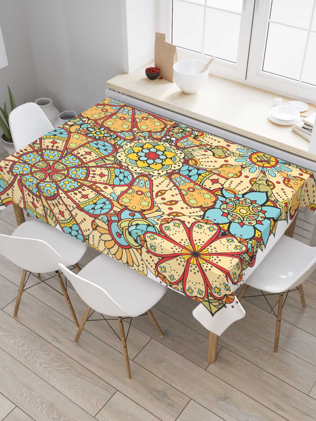 

Скатерть прямоугольная JoyArty "Цветочный механизм" из сатена, 180x145 см, Цветочный механизм