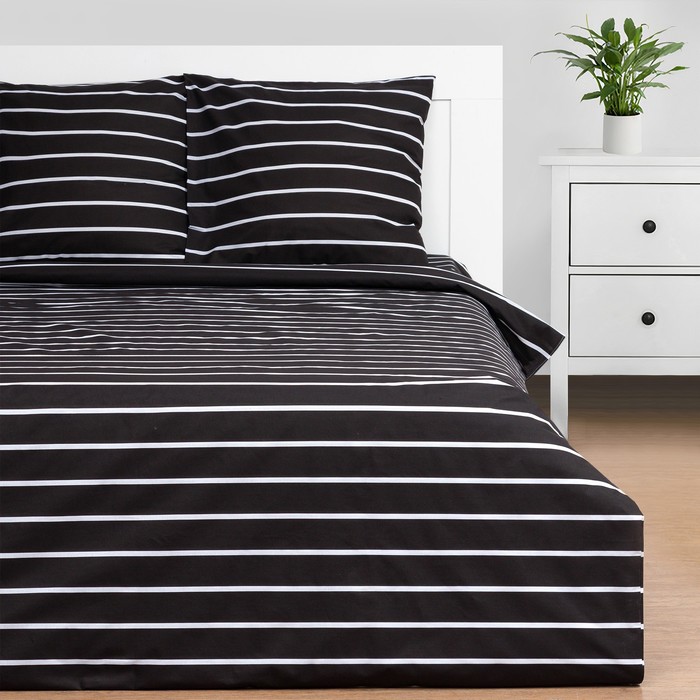 

КПБ Этель 2 сп Black stripes 175х215 см, 200х220 см, 70х70 см-2 шт, хлопок, поплин