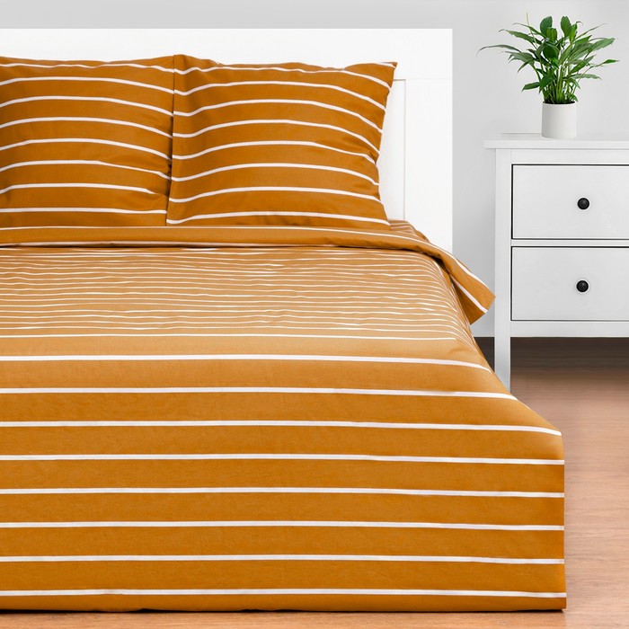 

КПБ Этель Дуэт Mustard stripes 143х215см-2шт, 220х240см, 70х70см-2шт, хлопок, поплин