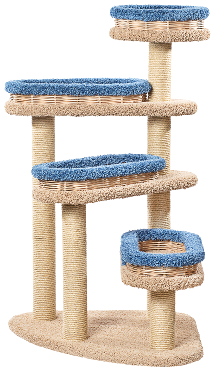 фото Комплекс для кошек пушок винтовая лестница с плетеными лежанками, 82 х 82 х 140 см