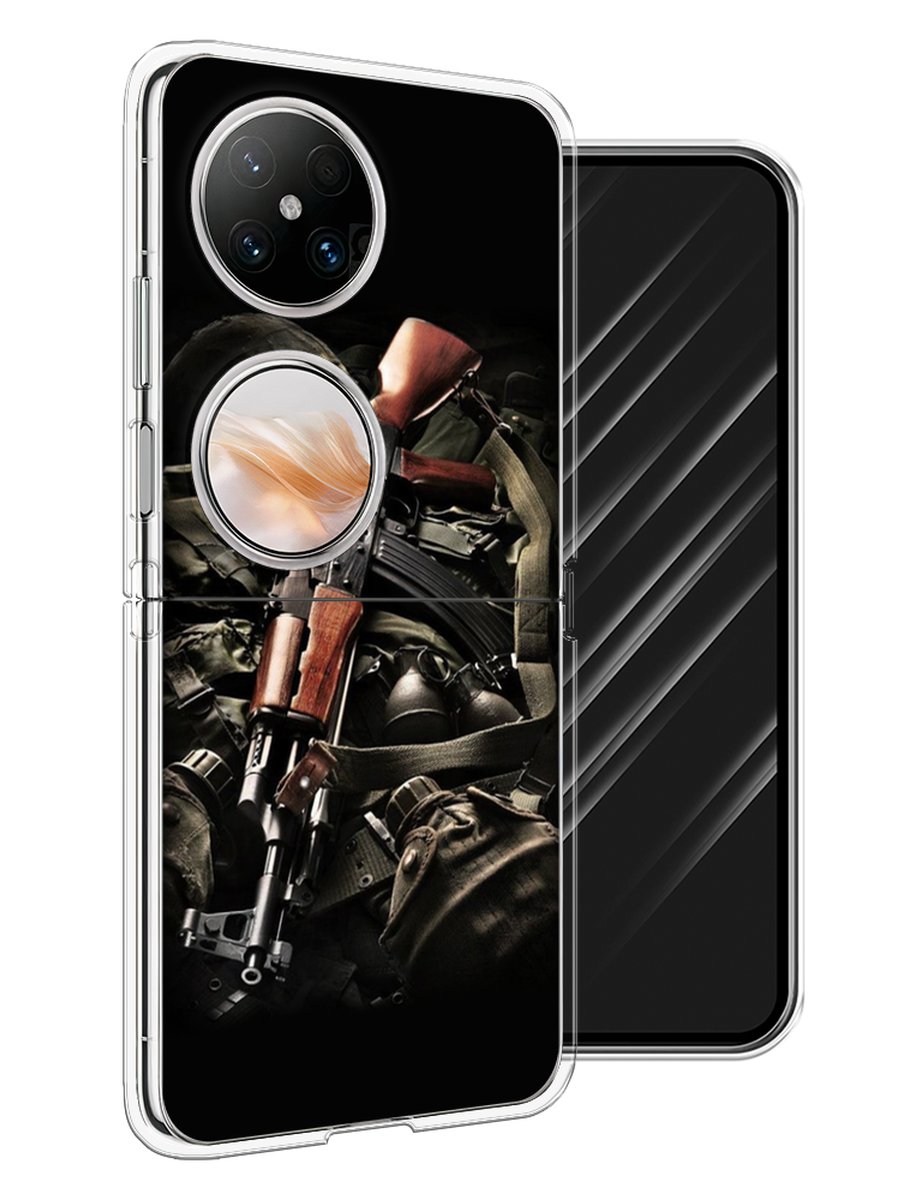

Чехол Awog на Huawei Pocket 2 "Автомат", Черный;коричневый;серый, 6123850-1