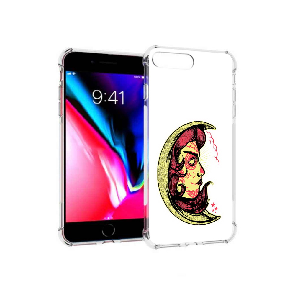 

Чехол MyPads Tocco для Apple iPhone 8 Plus желтый полумесяц с лицом девушки, Прозрачный, Tocco