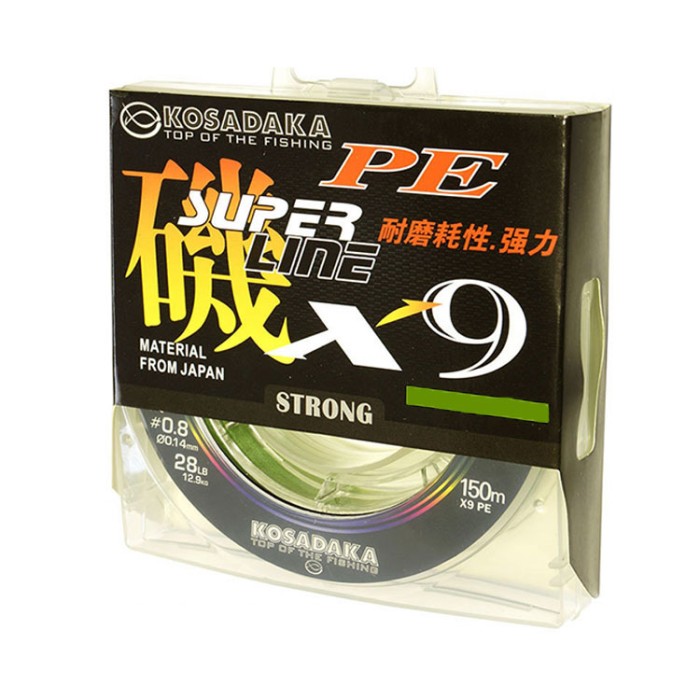 Шнур Kosadaka SUPER LINE PE X9 150м, dark green, 0,12мм, 10,9кг