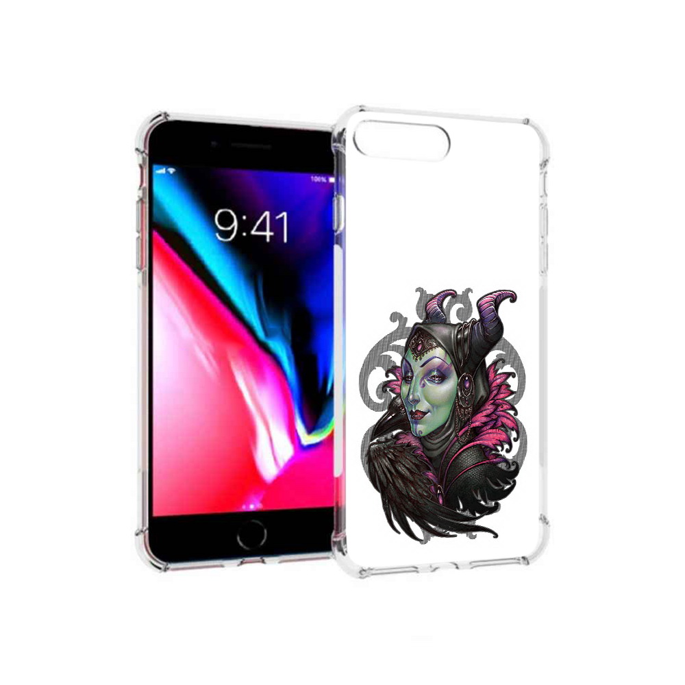

Чехол MyPads Tocco для Apple iPhone 8 Plus зеленая девушка с вороном (PT70866.609.357), Прозрачный, Tocco