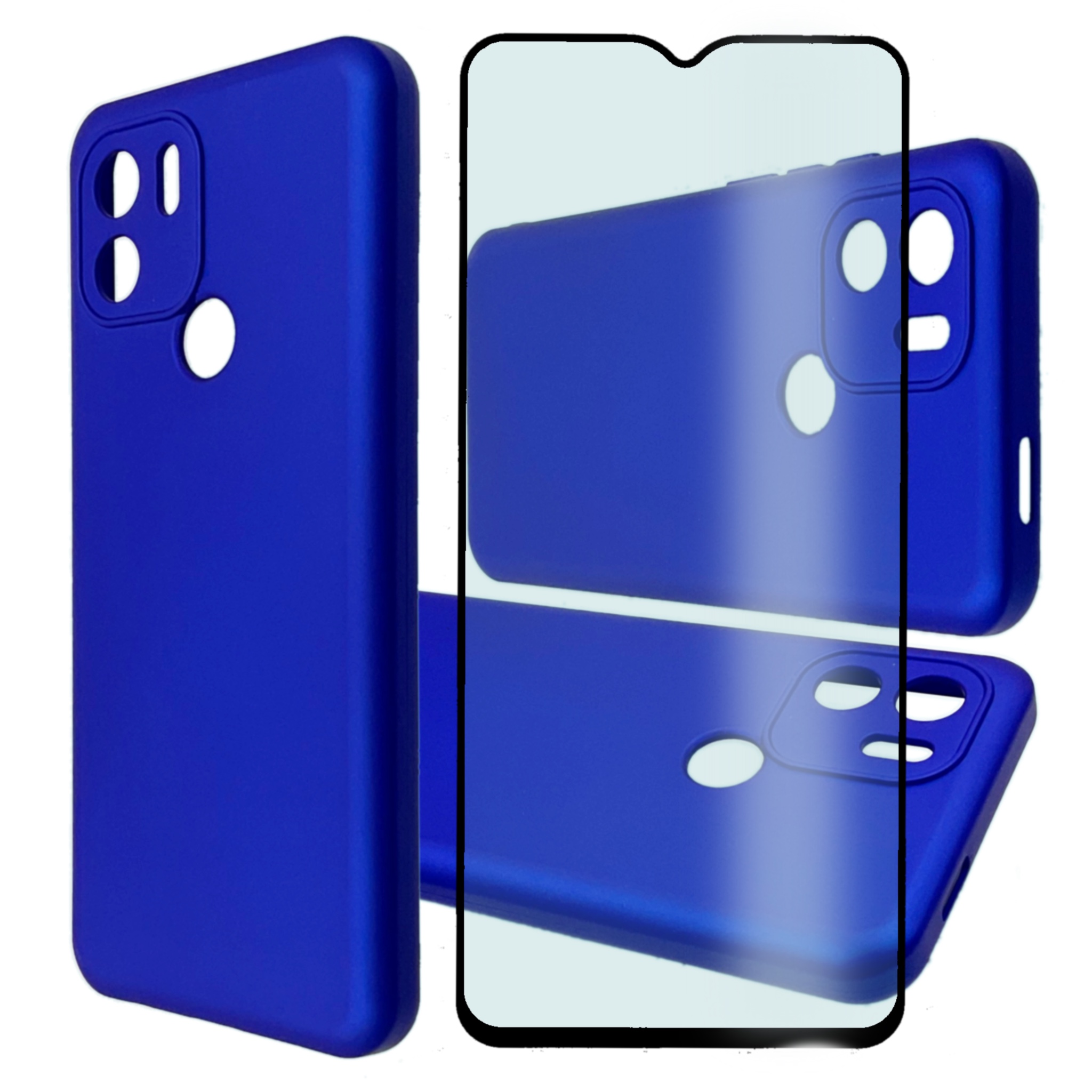 

Чехол силиконовый и стекло Qvatra для Redmi A1+ синий, для Redmi A1+ синий