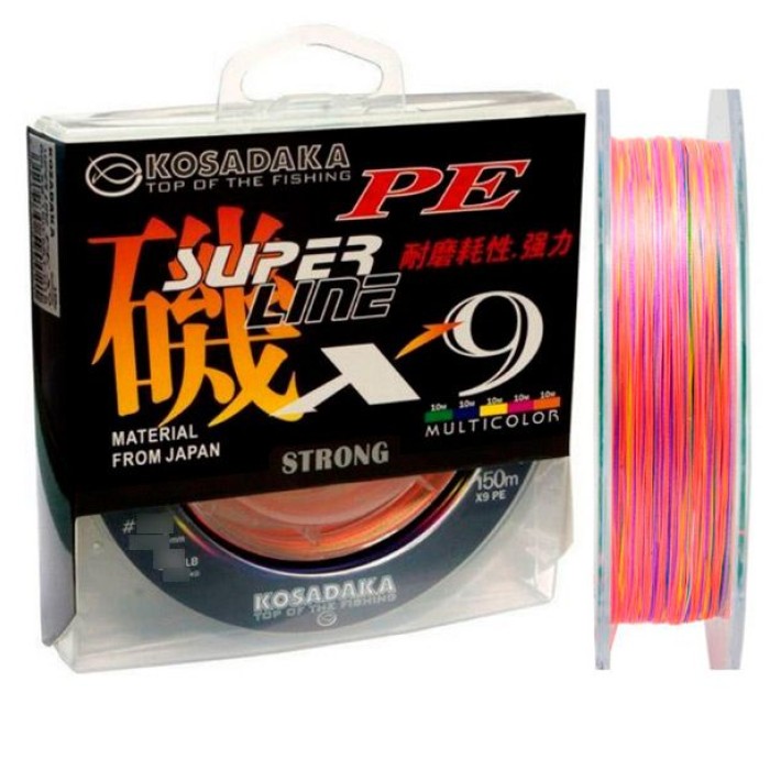 Шнур Kosadaka SUPER LINE PE X9 150м, multicolor 0,25мм, 22,3кг