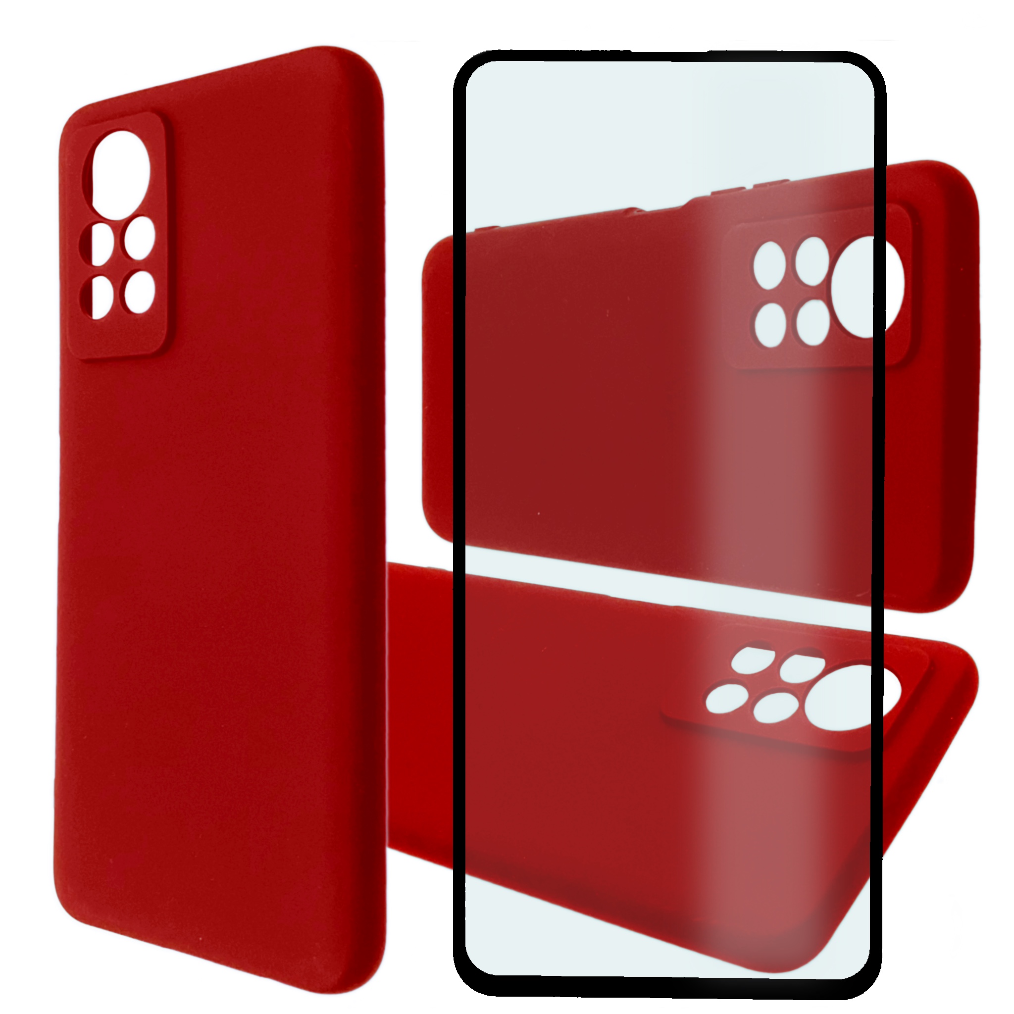 

Чехол силиконовый и стекло Qvatra для Redmi Note 11 Pro бордовый, Красный, для Redmi Note 11 Pro бордовый