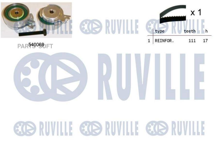 

Комплект Грм Daewoo/Opel 1.2-1.6 1986 => (Ролик 1шт+Ремень 111x17) Ruville арт. 550005