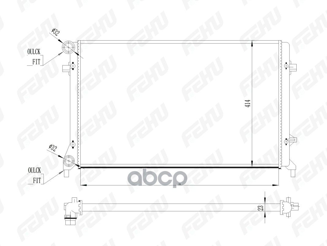 FEHU Радиатор охлаждения (сборный) Skoda Octavia A5 (04-)/VW Golf V (03-)