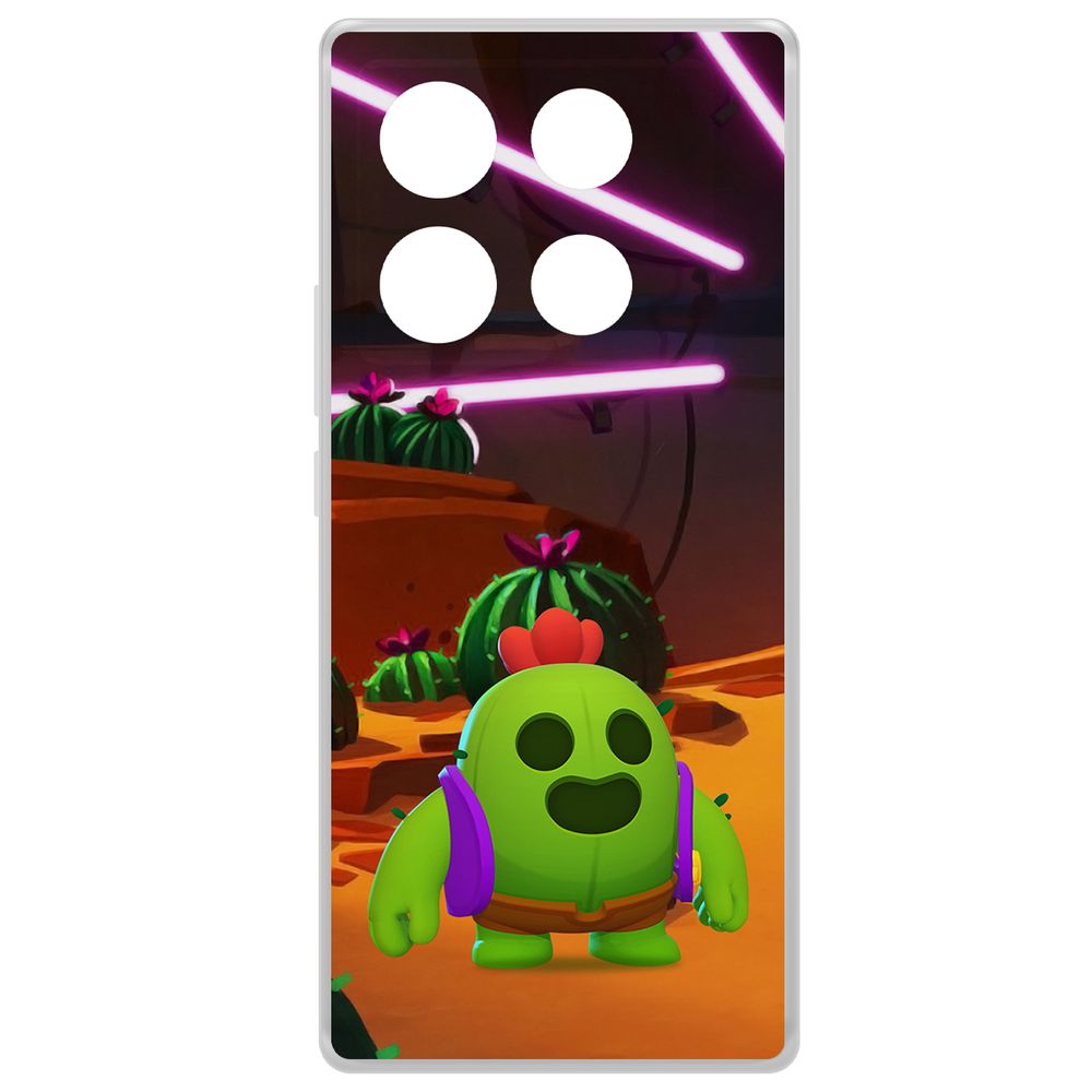 

Чехол-накладка Krutoff Clear Case Brawl Stars-Спайк для INFINIX Note 40 Pro, Прозрачный