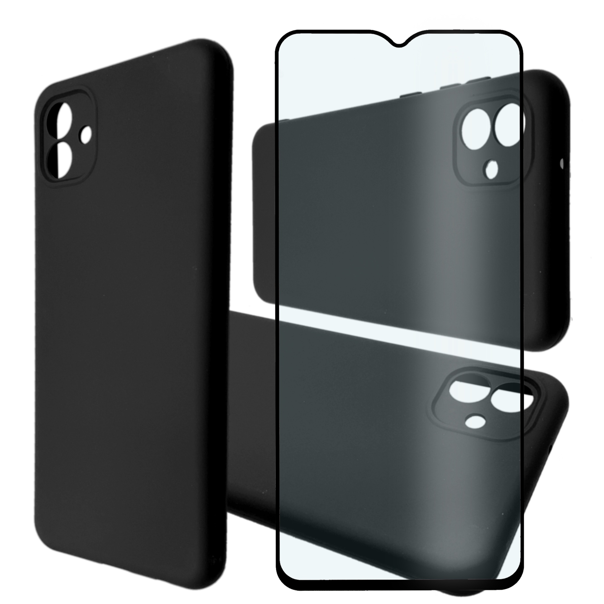 

Чехол силиконовый и стекло Qvatra для Samsung A04 черный, для Samsung A04 черный
