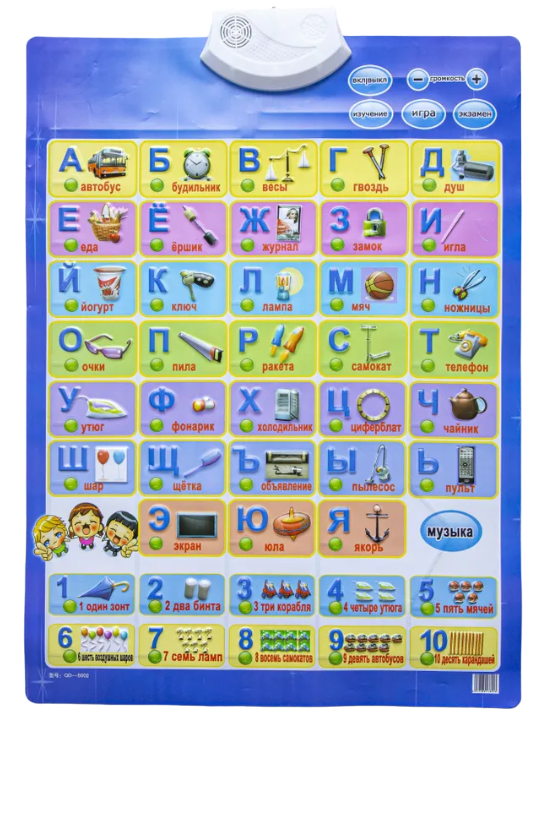 Интерактивный обучающий плакат Буквы и Цифры
