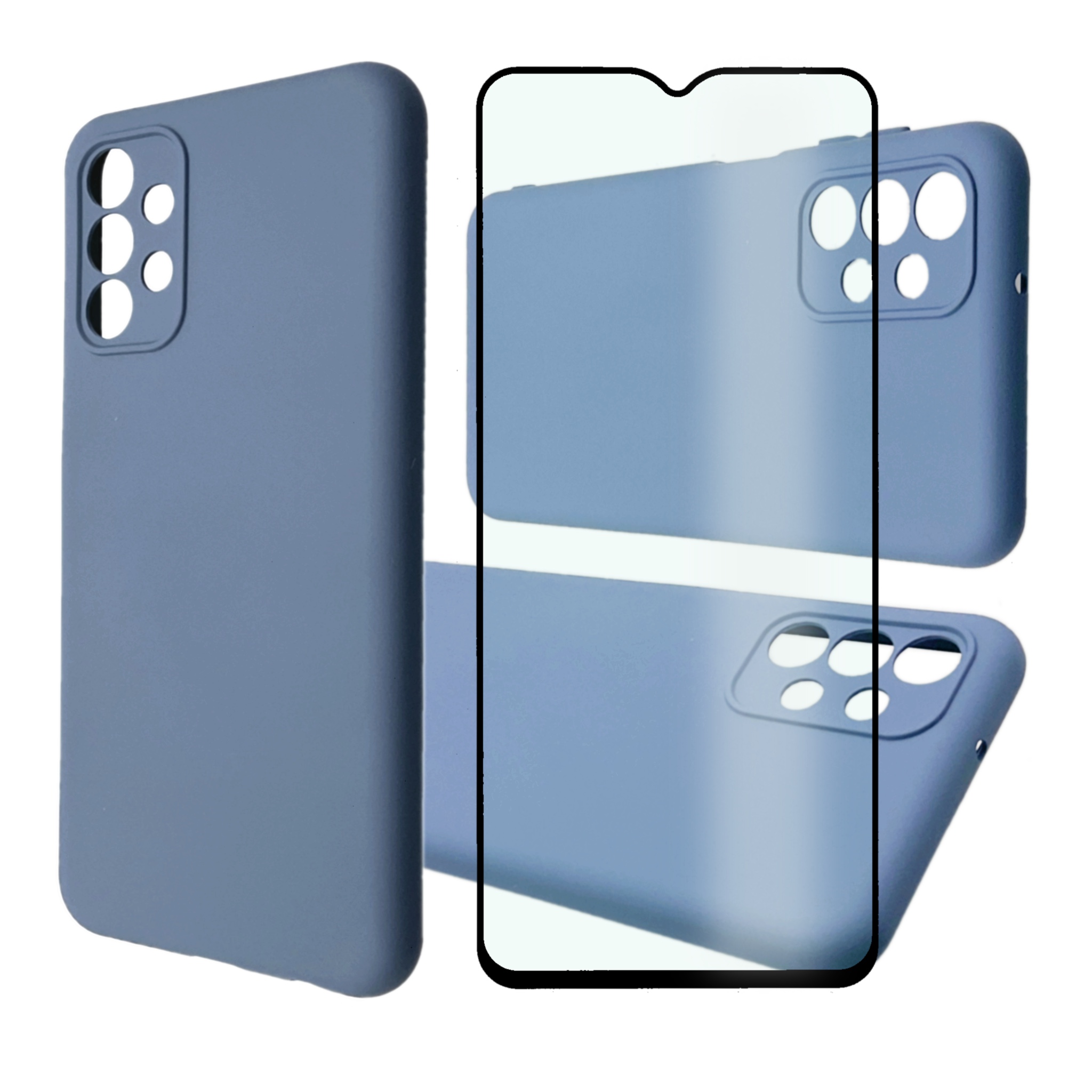 

Чехол силиконовый и стекло Qvatra для Samsung A13 голубой, для Samsung A13 голубой