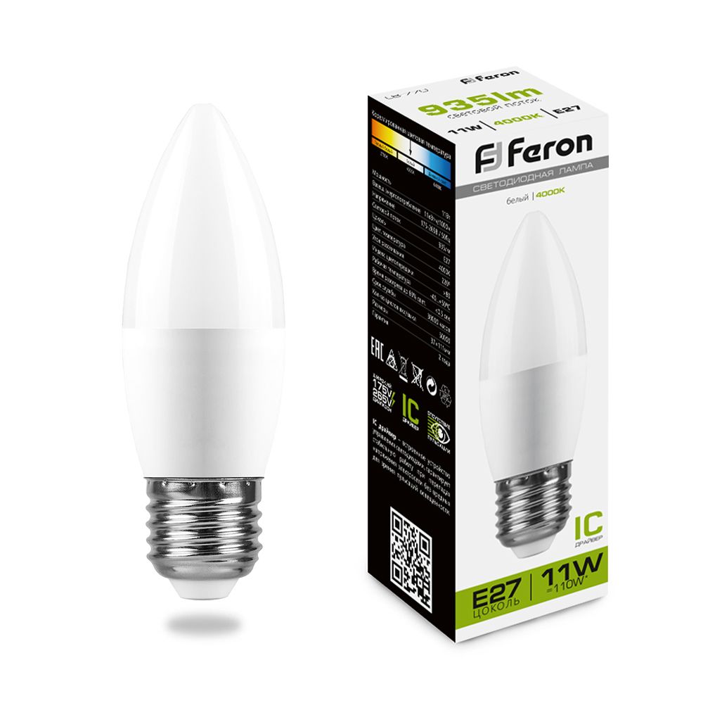 

Лампа светодиодная LB-770 Свеча E27 11W 4000K FERON 25944
