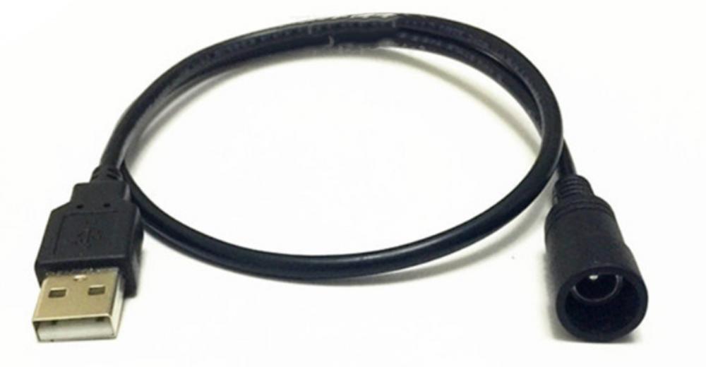 фото Кабель питания универсальный gsmin usb2.0 (m) - dc 5.5-2.1мм (f) (12в; ip66; 0.5м)(black)