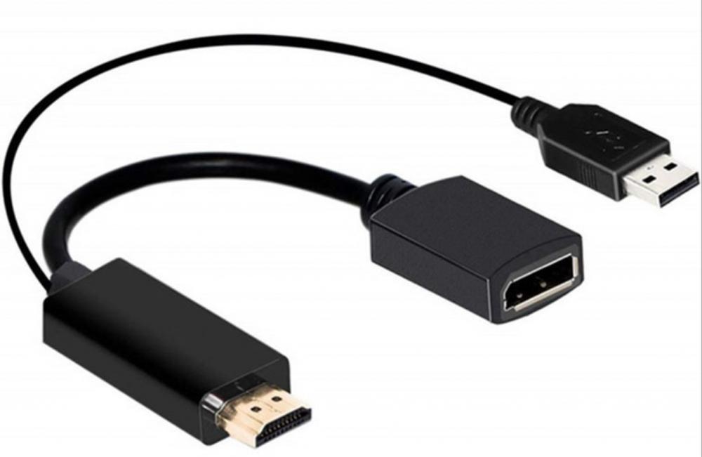 

Кабель-переходник (адаптер) GSMIN VH25 HDMI (M) + USB (M) - DisplaPort (F) (Black)