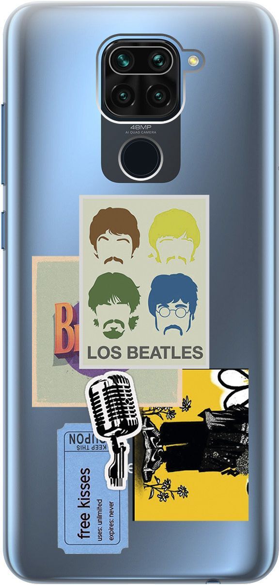 

Чехол на Xiaomi Redmi Note 9 "Beatles Stickers" прозрачный, Прозрачный;бежевый, 5585