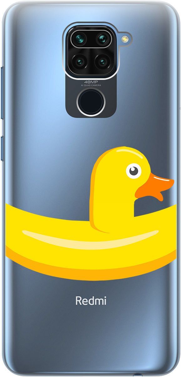 

Чехол на Xiaomi Redmi Note 9 "Duck Swim Ring" прозрачный, Прозрачный;белый, 5585