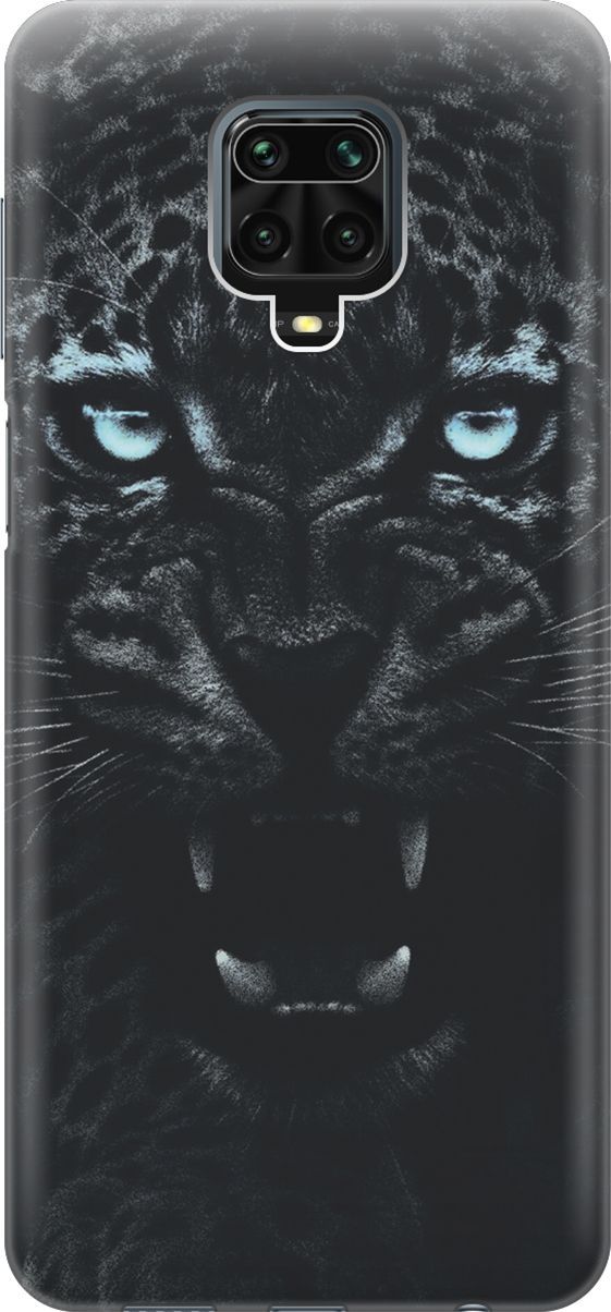 

Чехол на Xiaomi Redmi Note 9s "Голубоглазая пантера", Голубой;черный, 8079