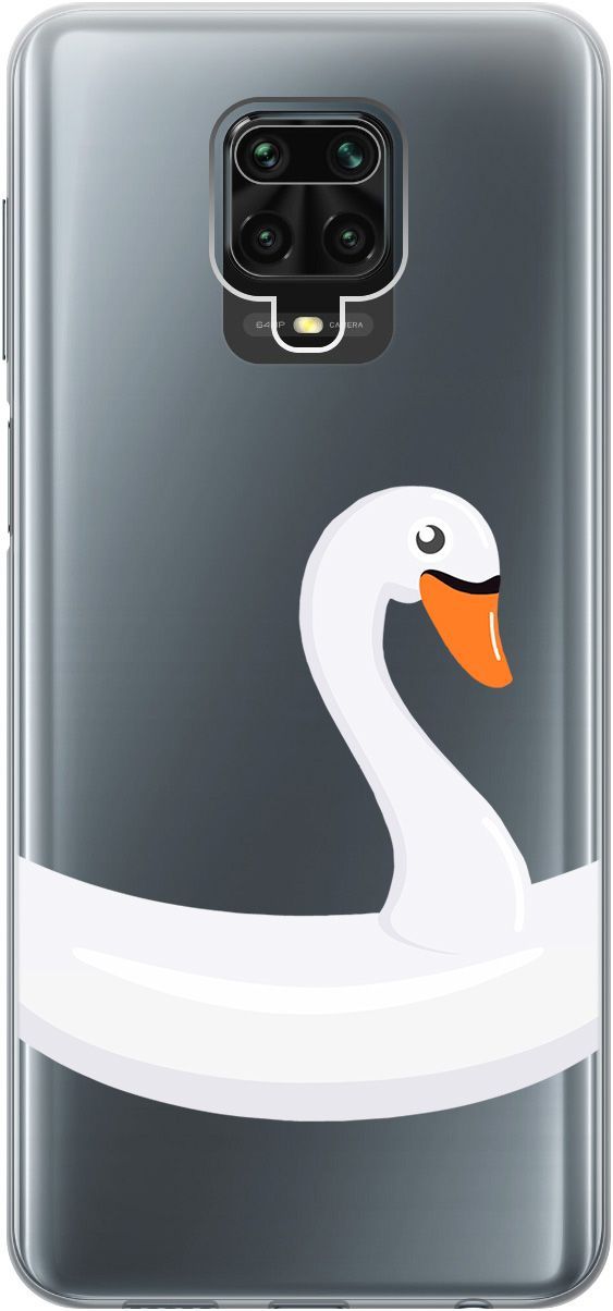 

Чехол на Xiaomi Redmi Note 9s "Swan Swim Ring" прозрачный, Прозрачный;белый, 5588