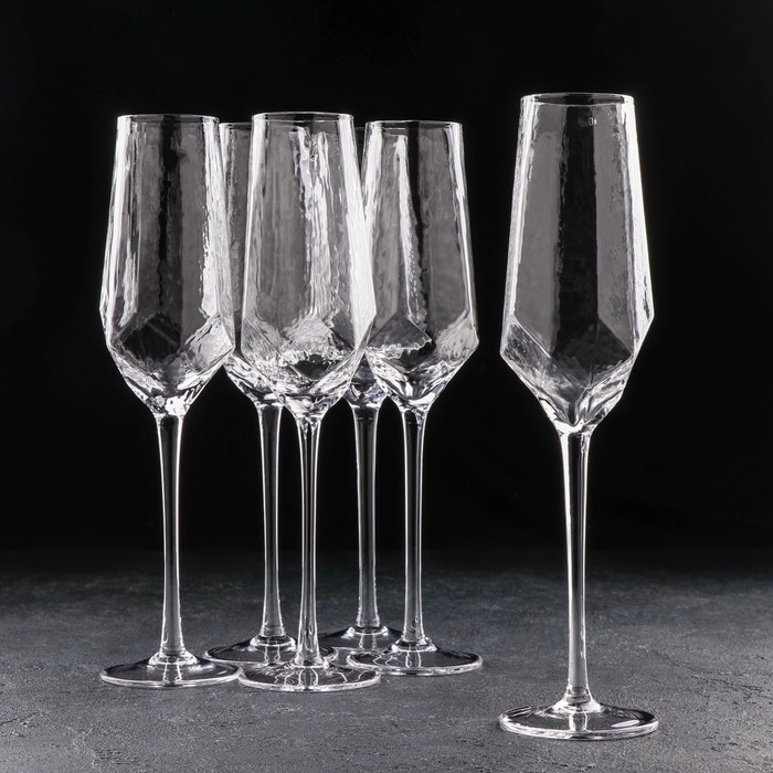 Набор бокалов для шампанского Magistro «Дарио», 180 мл, 7x20 см, 6 шт, цвет прозрачный