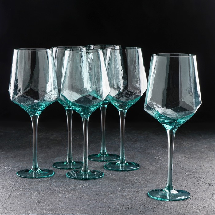 фото Набор бокалов для вина magistro «дарио», 500 мл, 7,3?25 см, 6 шт, цвет изумрудный