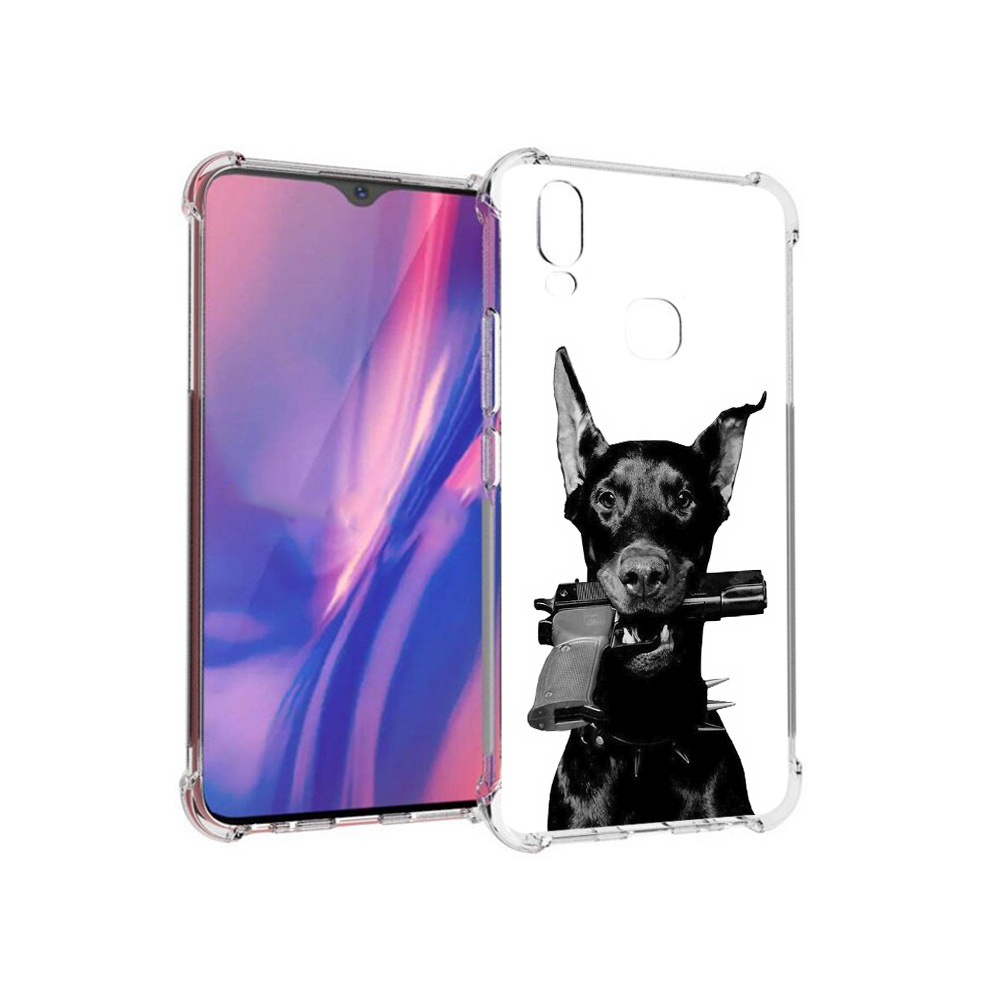

Чехол MyPads Tocco для Vivo Y11 доберман с пистолетом (PT144890.422.331), Прозрачный, Tocco