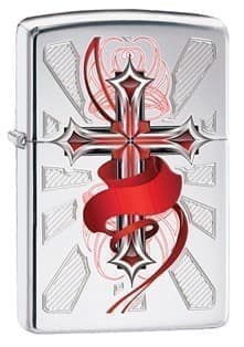 

Zippo Зажигалка широкая Zippo (Зиппо) Cross с покрытием Polish Chrome 28526