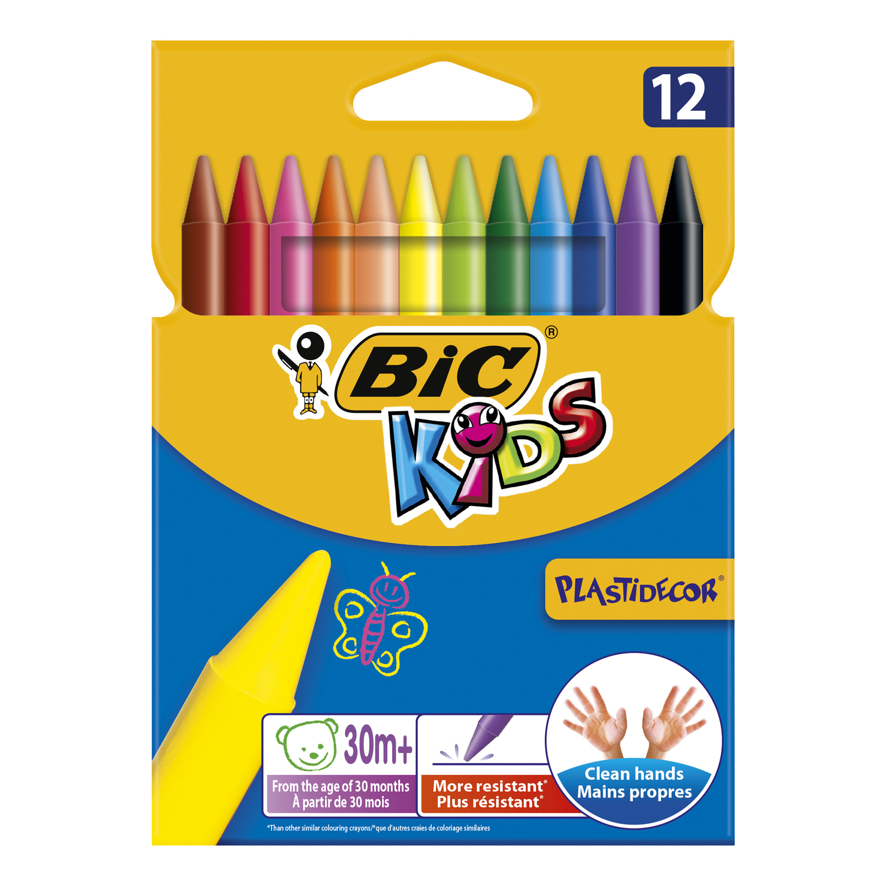 Мелки пластиковые BIC Plastidecor, 12 цветов