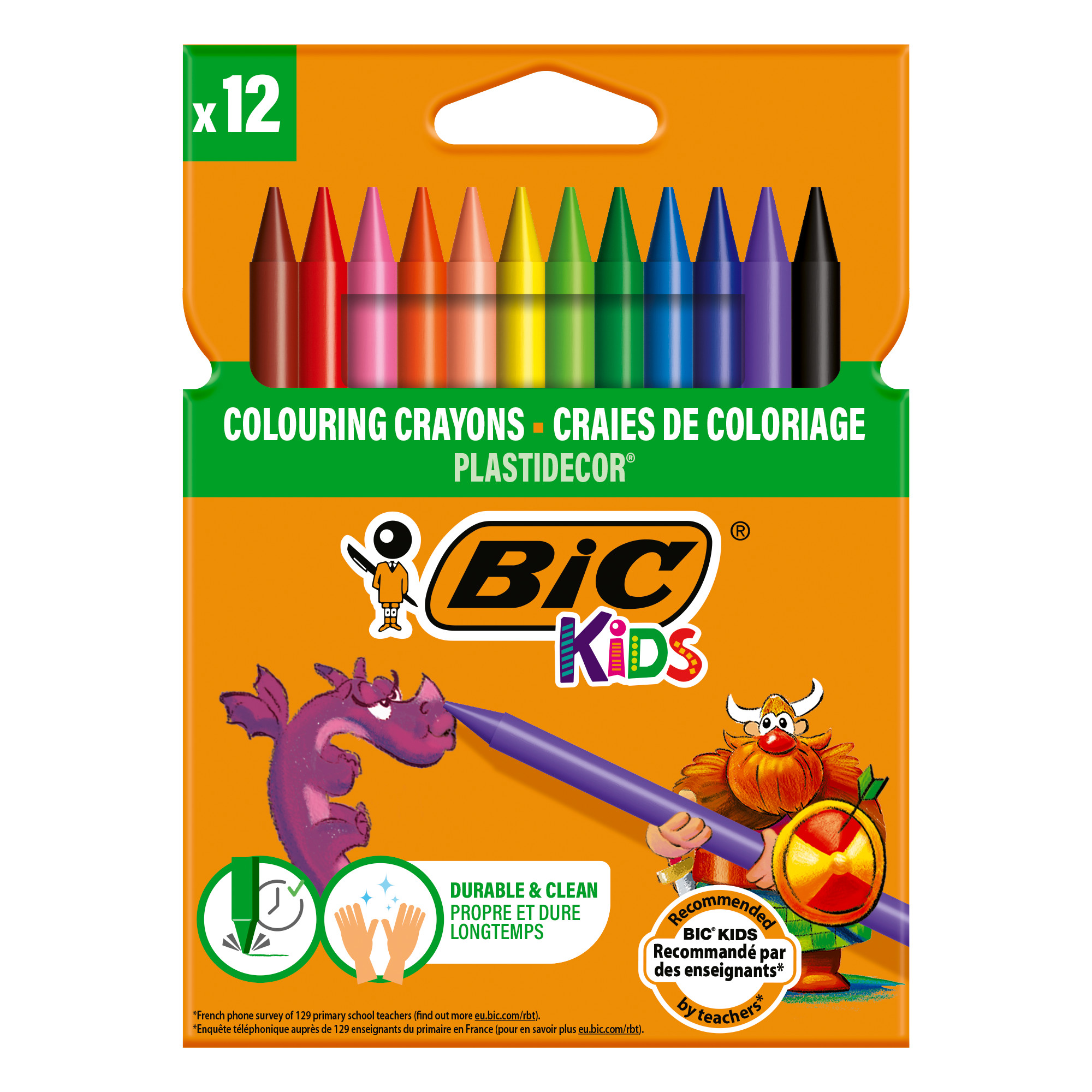 Мелки пластиковые BIC Plastidecor, 12 цветов