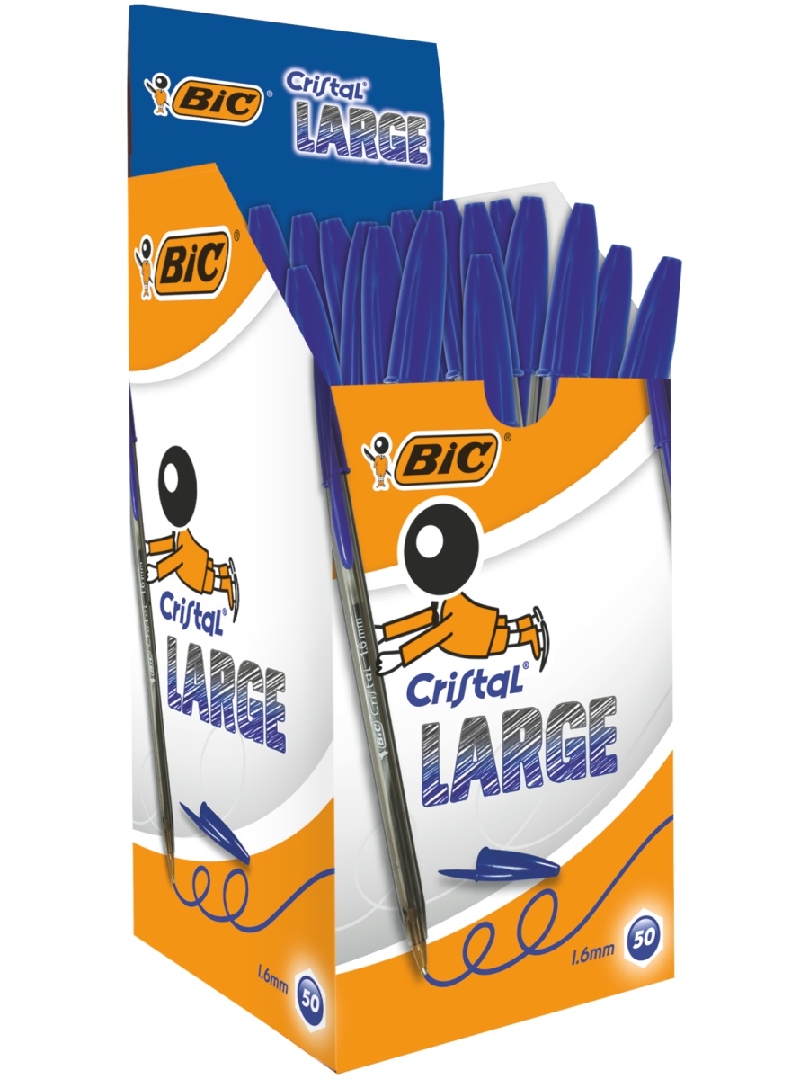 фото Набор ручек шариковых bic cristal large 880656, синие, 0,42 мм, 50 шт.