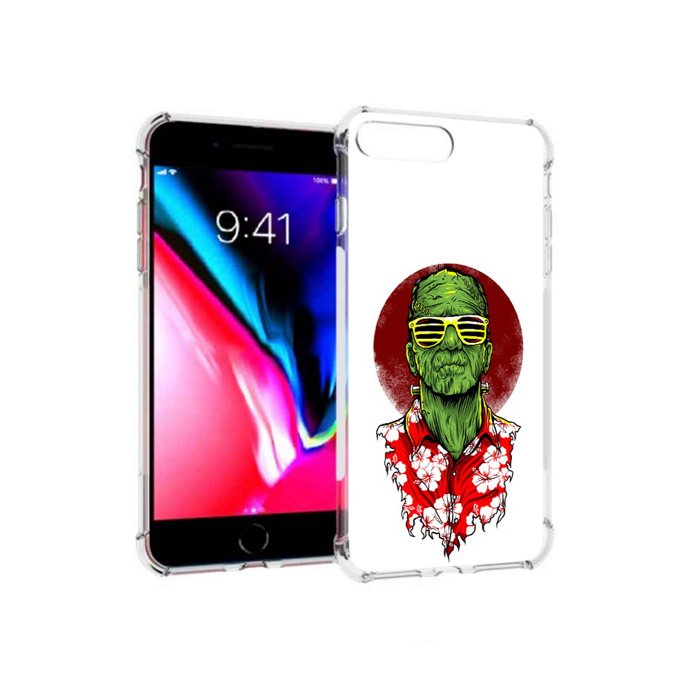 

Чехол MyPads Tocco для Apple iPhone 8 Plus крутой зеленый мужчина в очках, Прозрачный, Tocco
