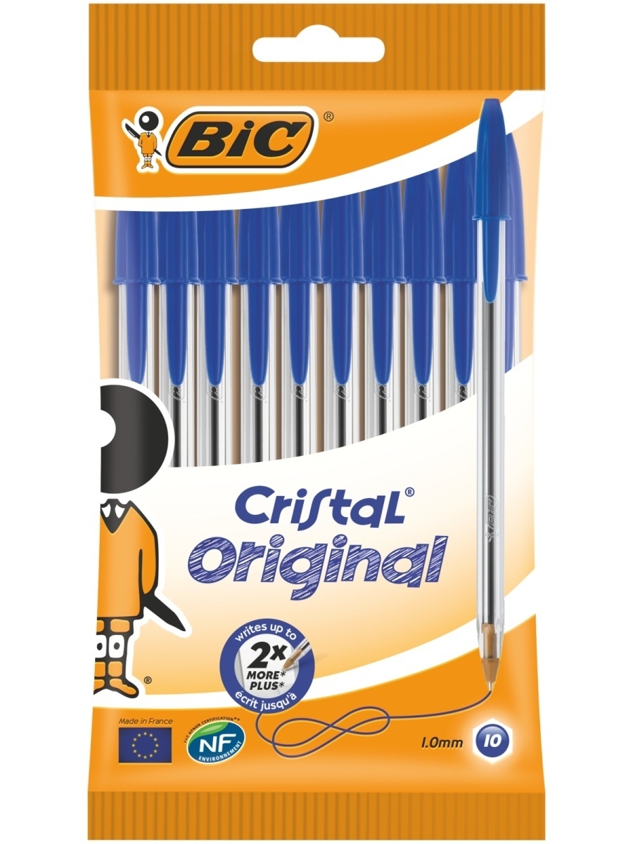 Набор ручек шариковых BIC Кристал 830863, синие, 1 мм, 10 шт.