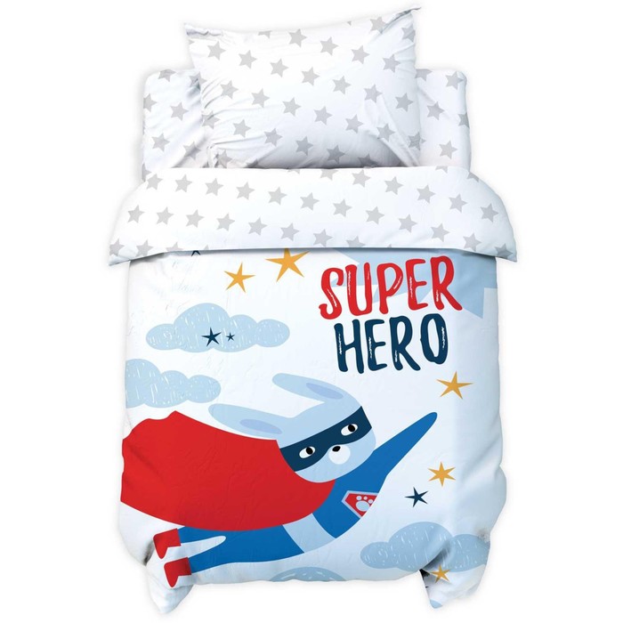 Постельное бельё Крошка Я Super hero, 112х147 см, 60х120+20 см, 40х60 см, 100% хлопок