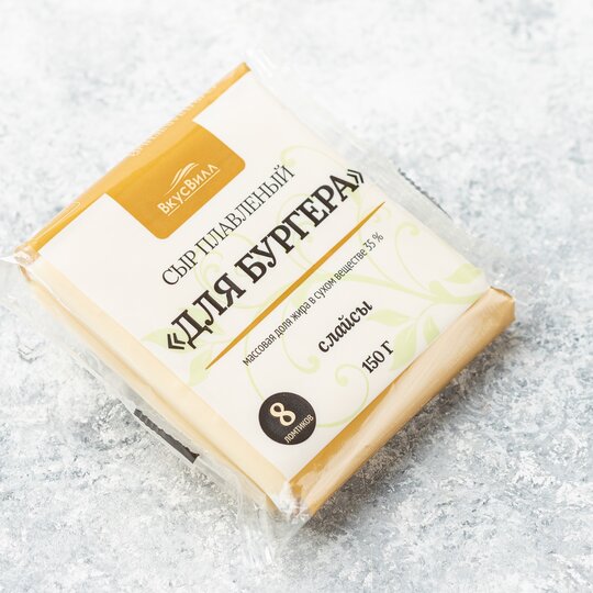 

Плавленый сыр ВкусВилл Для бургера слайсы 35% 150 г