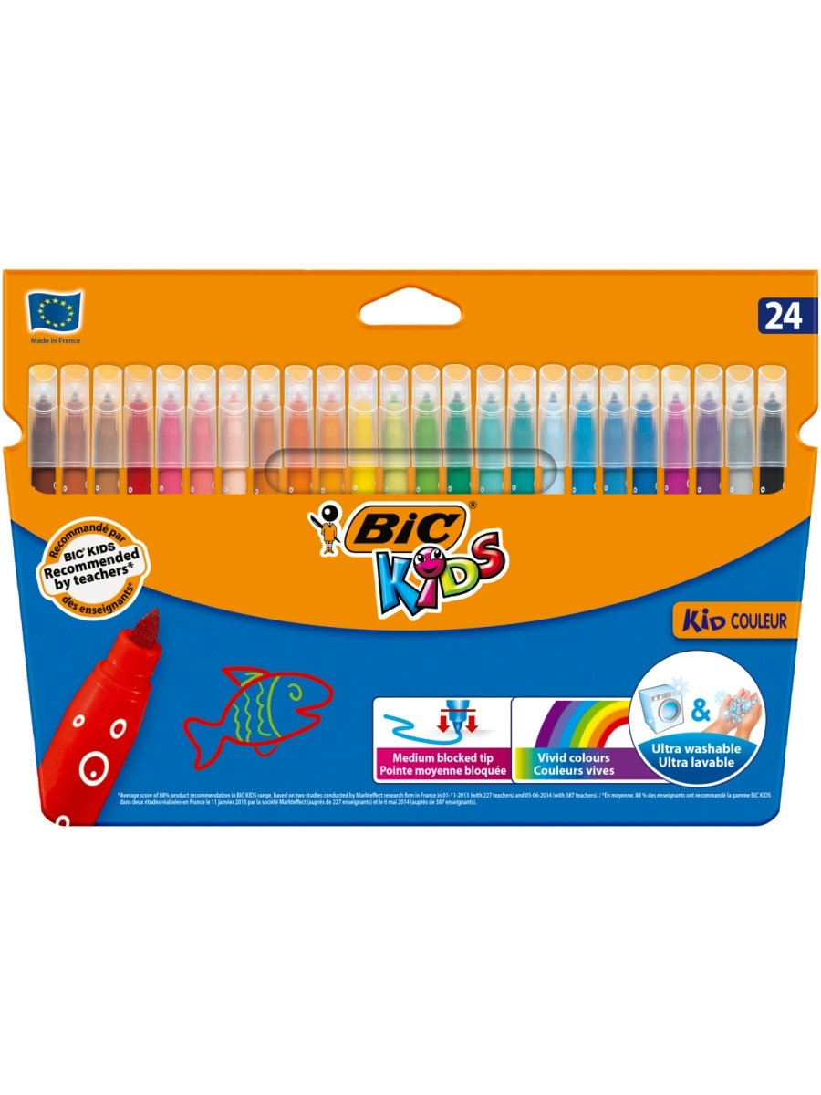 Фломастеры цветные BIC Kids Kid Couleur Коробка x24