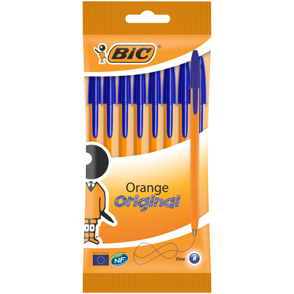 фото Набор ручек шариковых bic orange fine 919228, синие, 1 мм, 8 шт.