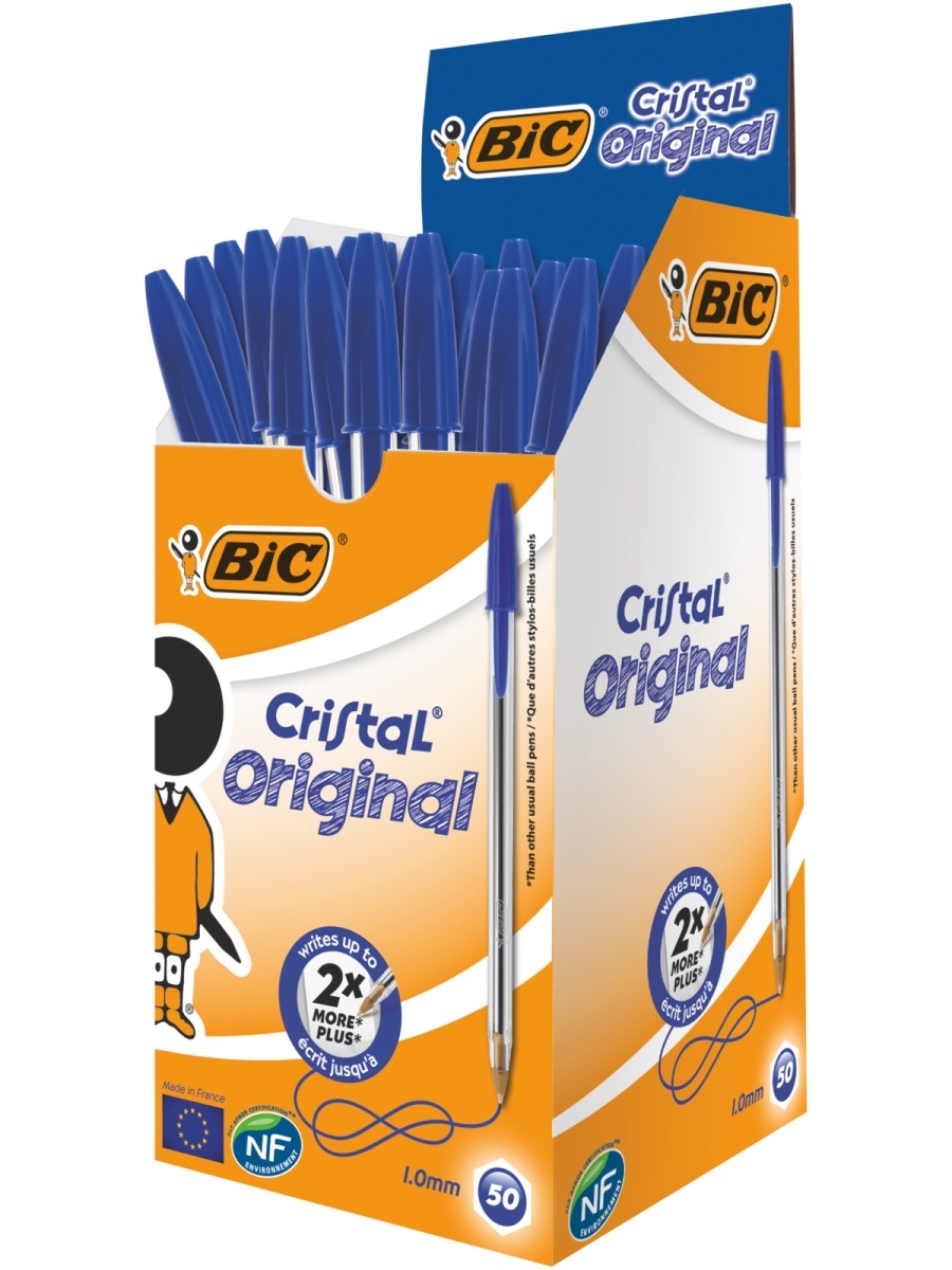 фото Набор ручек шариковых bic cristal 847898, синие, 1 мм, 50 шт.