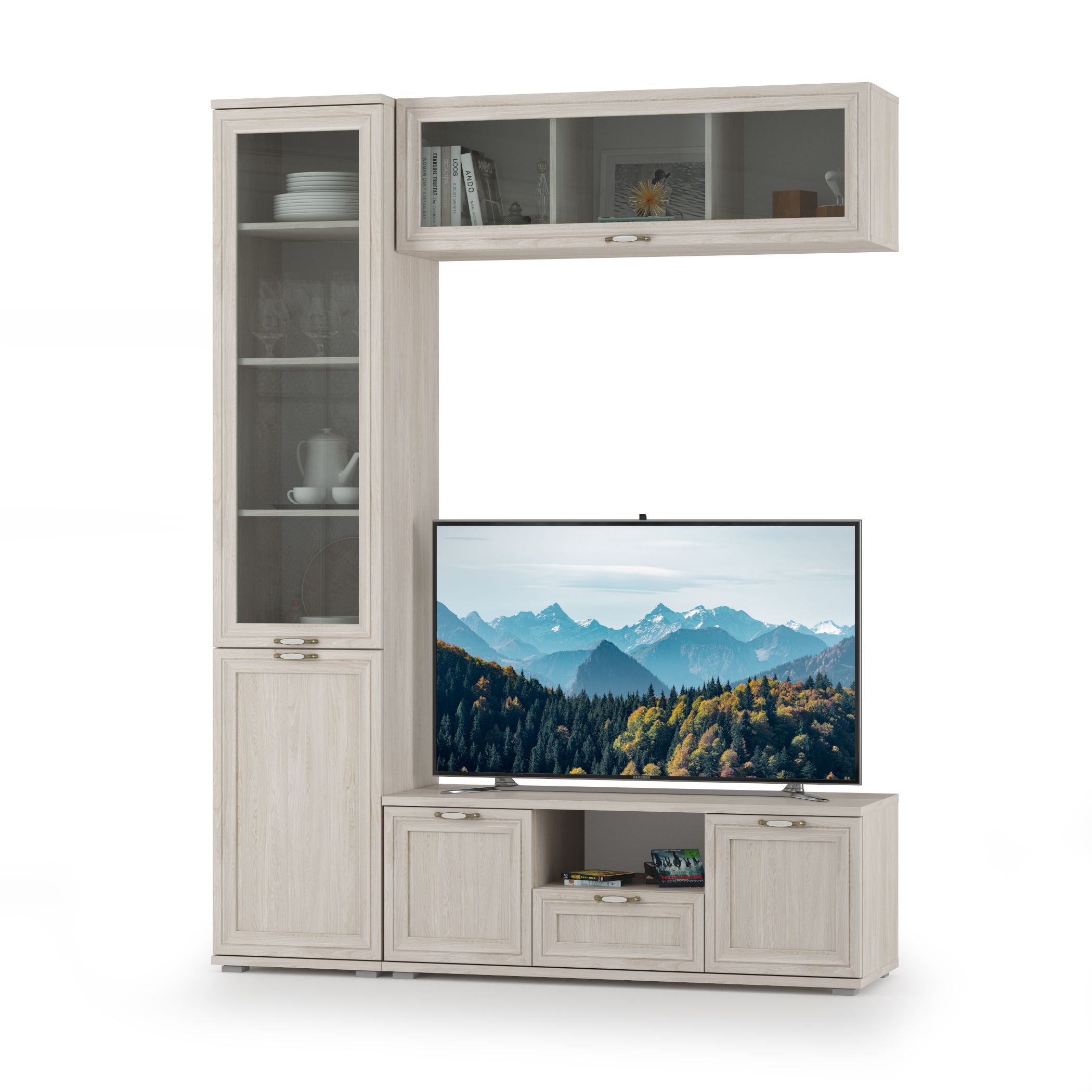 

Гостиная Mobi Бьянка Г-20 ясень анкор светлый, 165х46х217 см, Г-20