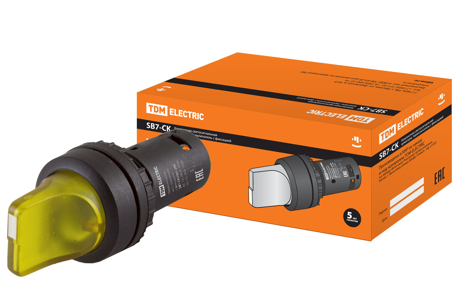 фото Переключатель tdm на 2 положения с фиксацией sb7-ck2561-24v, d22мм 1 шт (sq0746-0058) tdm electric