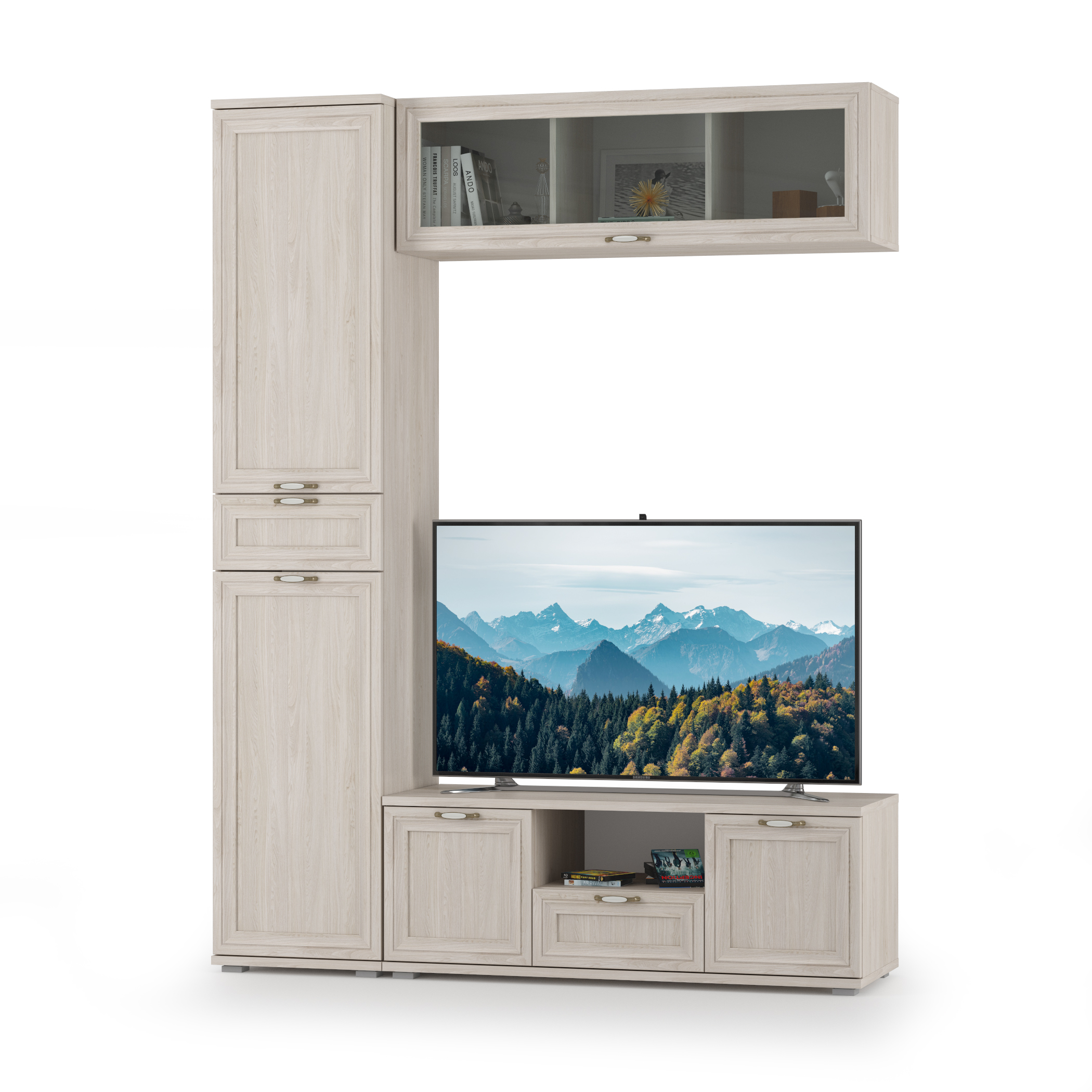 

Гостиная Mobi Бьянка Г-22 ясень анкор светлый, 165х46х217 см, Г-22