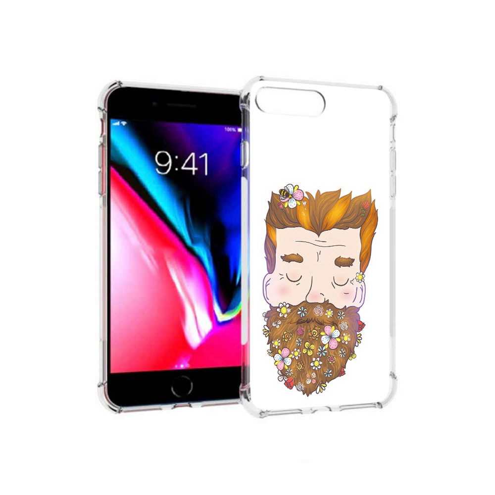 

Чехол MyPads Tocco для Apple iPhone 8 Plus мужчина с цветами в бороде (PT70866.609.489), Прозрачный, Tocco