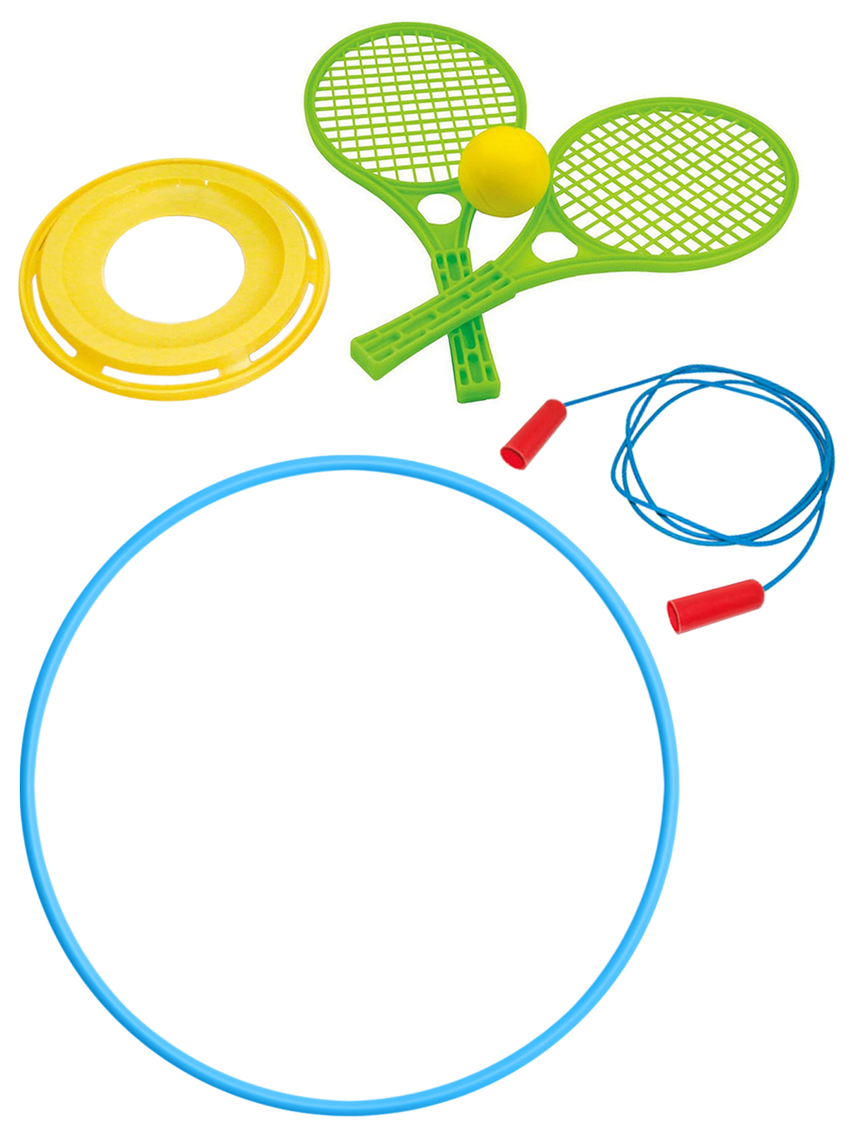 фото Уличные игры zebratoys летающий диск+набор для тенниса+скакалка спорт.+обруч 80 см голубой