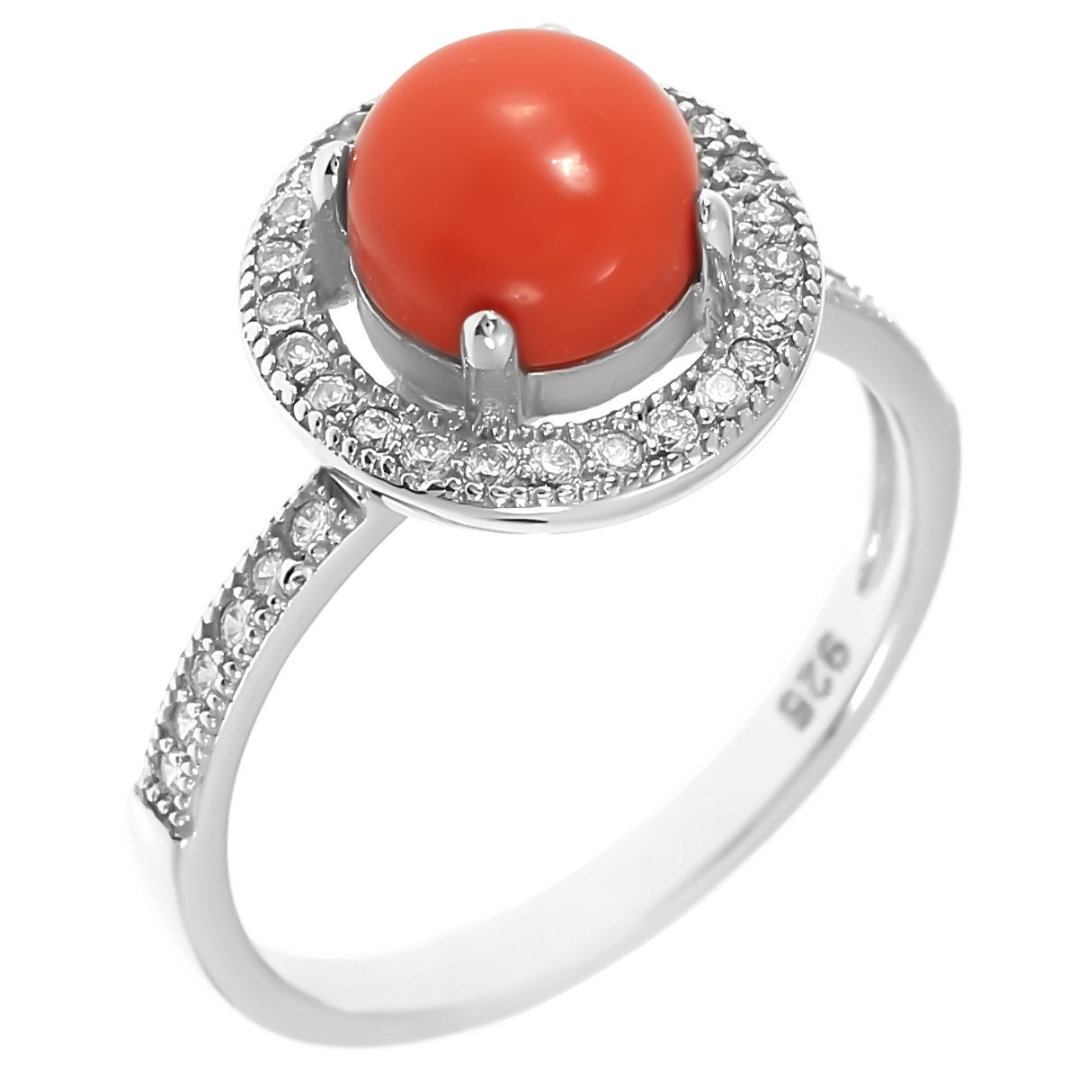 

Кольцо из серебра р.  Balex Jewellery 1433920065, коралл\фианит, 1433920065