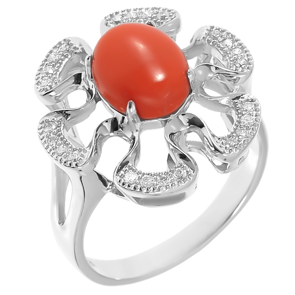 

Кольцо из серебра р. , Balex Jewellery 1433920069, коралл\фианит, 1433920069