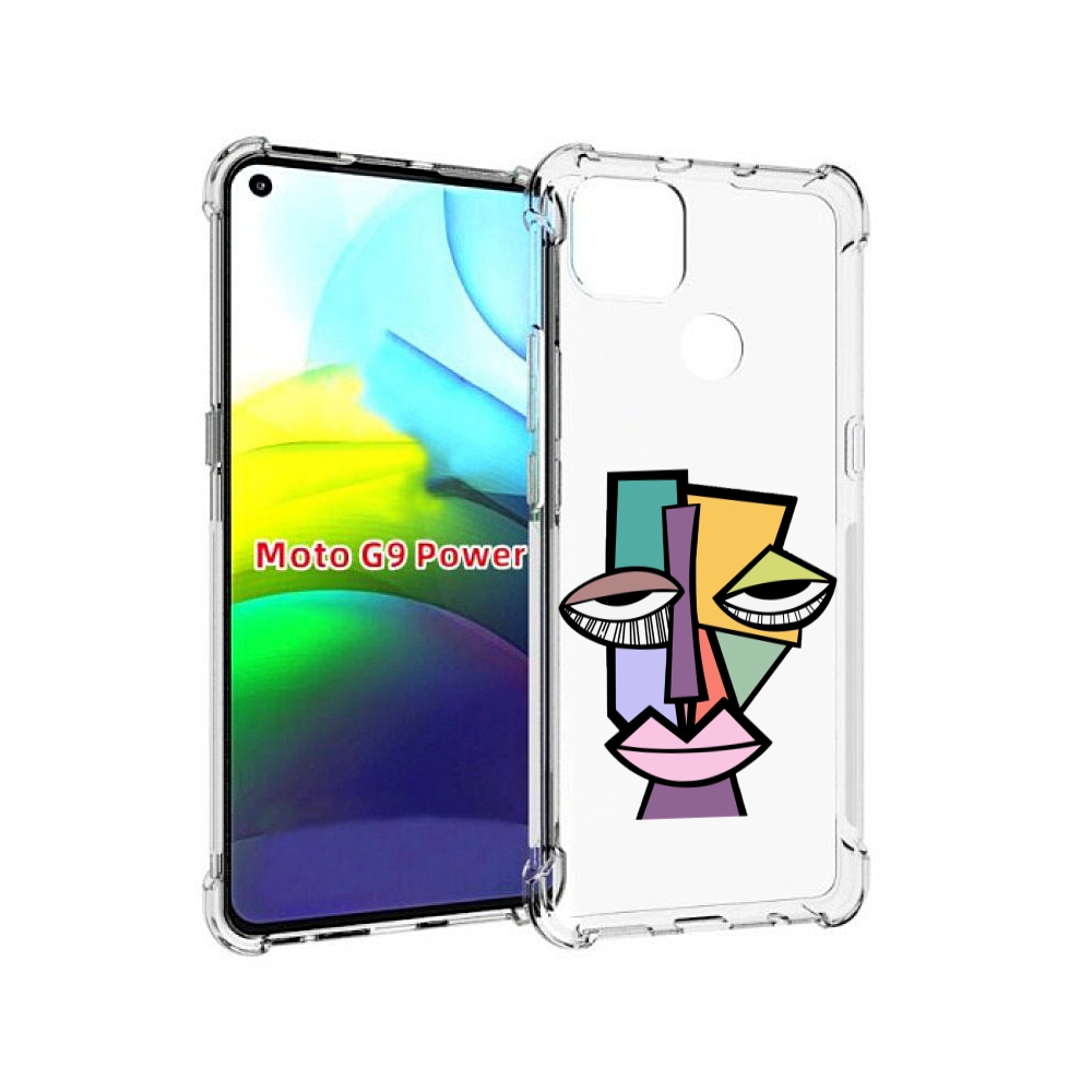 

Чехол MyPads лицо из квадратиков с глазами женский для Motorola Moto G9 Power, Прозрачный, Tocco