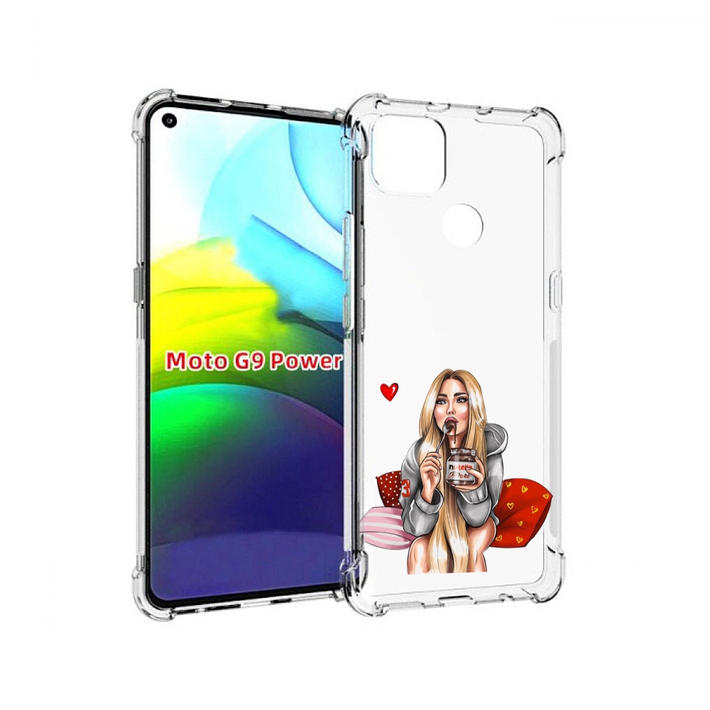 

Чехол MyPads любительница-нутеллы женский для Motorola Moto G9 Power, Прозрачный, Tocco