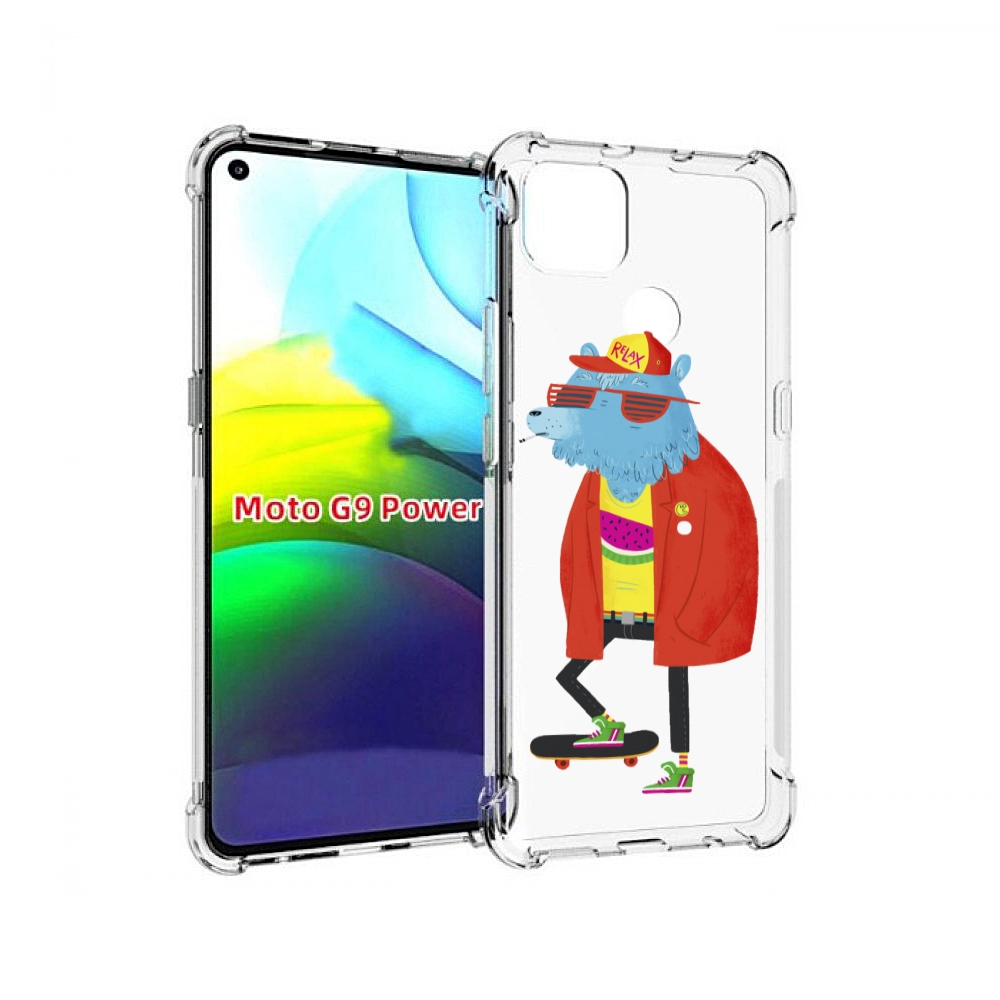 

Чехол MyPads медведь на скейте для Motorola Moto G9 Power, Прозрачный, Tocco